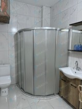 Gümüş profilli oval pleksi duşakabin