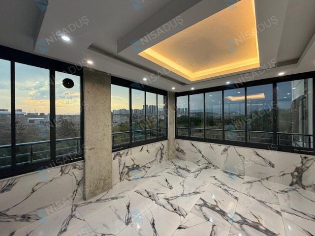 Isıcamlı katlanır sistem cam balkon uygulaması, iç görünüm, Mersin